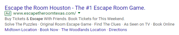escape room adwords