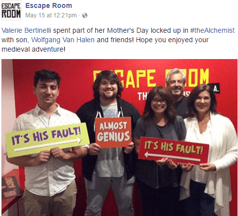 escape room facebook tags